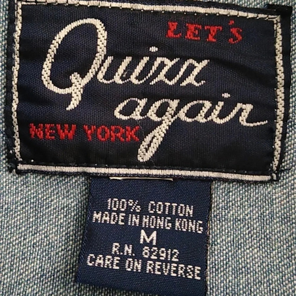 QUIXX AGAIN LONG SLEEVE COTTON DENIM JEAN SHIRT CAT NAP EMBROIDERY & BEADS - Picture 5 of 8